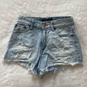 Aeropostale Faded Blue Ripped Jean Shorts